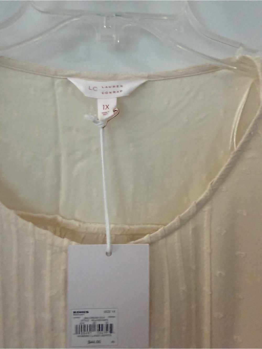 LC Lauren Conrad Cream Pintuck Dot Top